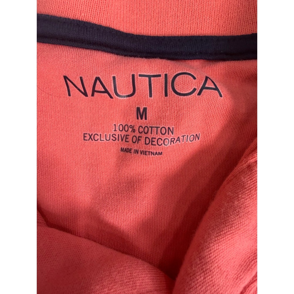 Nautica Mens Coral Pink Short Sleeve Cotton Polo Shirt Navy Tipping Size M - Picture 6 of 9